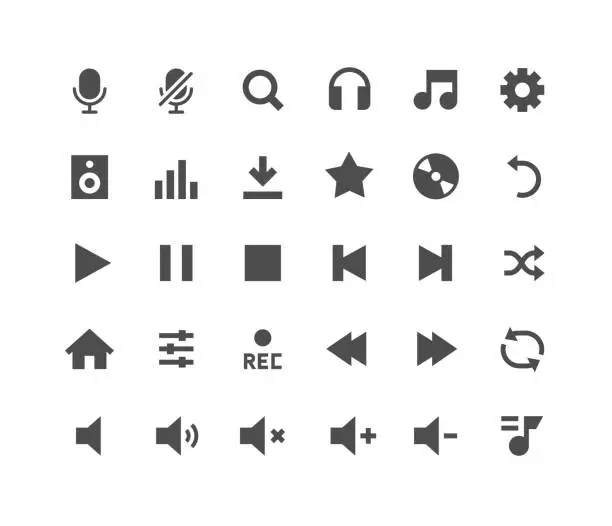 Vector illustration of Multimedia Audio Button Icon Set