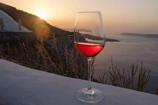 istock Glass of a rose wine on sunset 1391845095