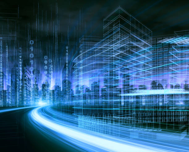 Financial district in smart city in technology