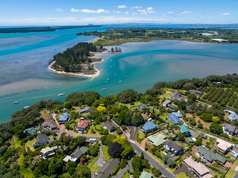 Aerial view of a suburb in New Zealand