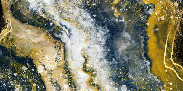 istock 3d wallpaper for wall frames. resin geode and abstract art, functional art, like watercolor geode painting . golden and black marble background 1391859725