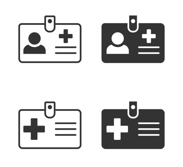 Medical card. Insurance card. Profile icon. Personal document. Profile icon. Id card. Vector illustration. Medical card. Insurance card. Profile icon. Personal document. Profile icon. Id card. Flat vector illustration. admit stock illustrations