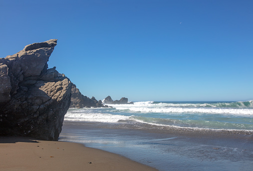 Beach at quiet cove at original Ragged Point at Big Sur on the Central Coast of California United States