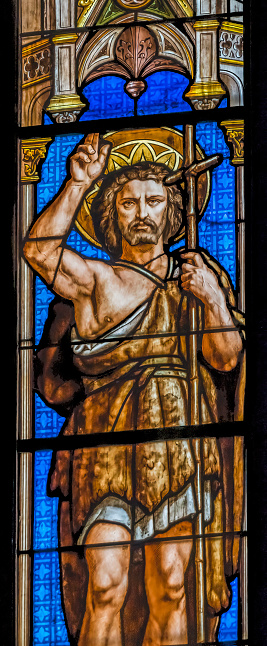 John the Baptist Stained Glass Saint Perpetue Felicite Church Eglise Sainte Perpetue Sainte Felicite Church Nimes Gard France. Catholic church created 1864 AD,