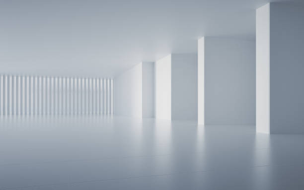 futuristico astratto sala espositiva bianca - cement floor frame abandoned architecture foto e immagini stock