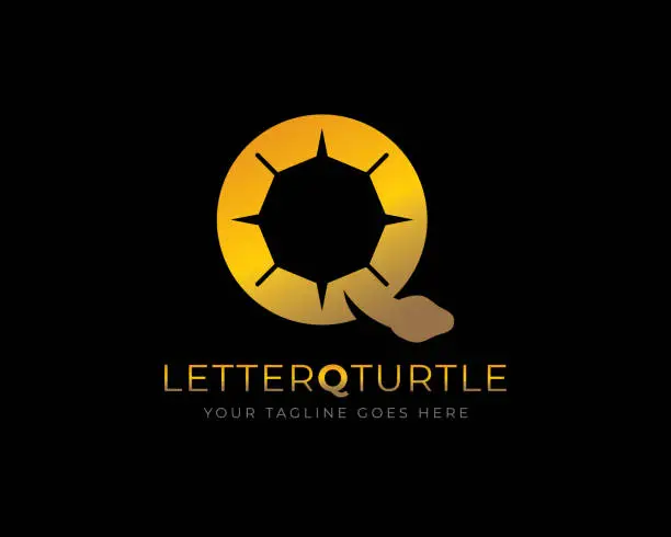 Vector illustration of initial letter q as turtle symbol template