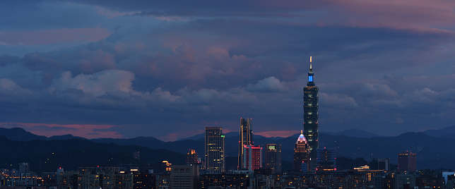 Climate change of Taipei skyline in one day