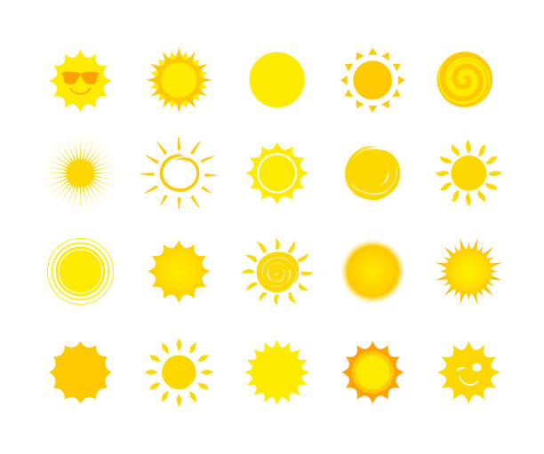 sun_collection_01 - design pencil drawing doodle environment stock-grafiken, -clipart, -cartoons und -symbole