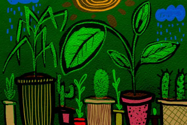 Vector illustration of My lovely home-plants