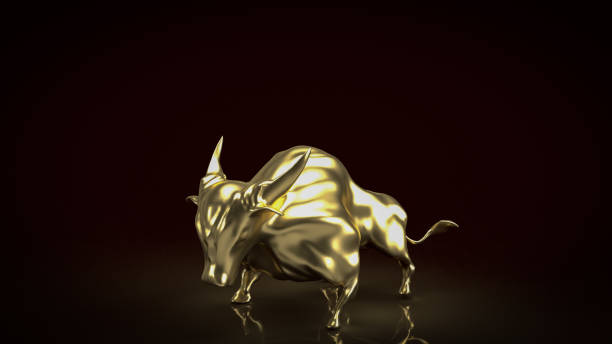 istock The gold bull on black background for business concept 3d rendering 1391892640