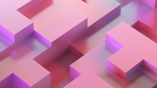 3D Abstract Iridescent Geometric Shapes Background