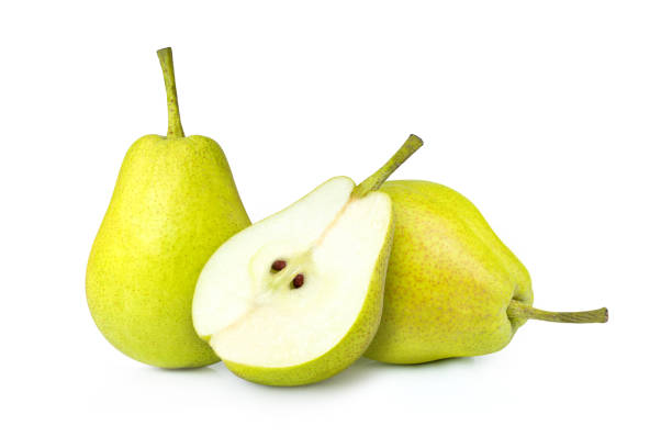 istock pear fruit with cut in half sliced isolated on white 1391893608