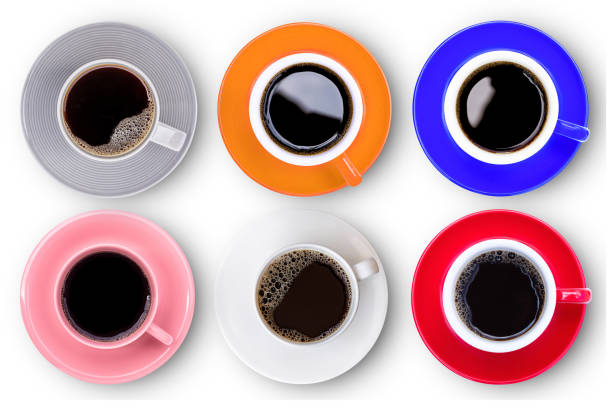 istock Set of different color coffee cup isolated on white 1391894225