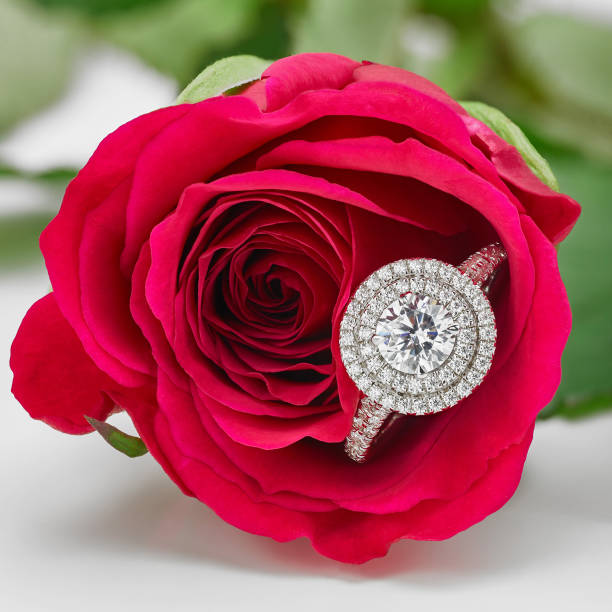 istock Diamond Engagement Ring in Red Rose 1391895628