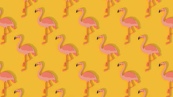 3d rendering of flamingo minimal summer holiday and travel background