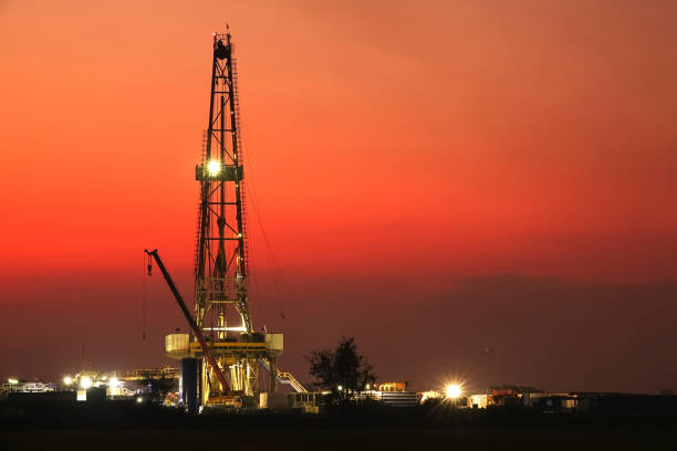 Oil drilling rig in the field Close-up oil drilling rig in the field at Thailand drilling rig stock pictures, royalty-free photos & images