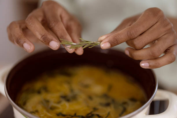 Close Up of Cooking with Spicy Herbs