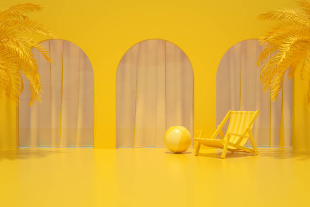 istock Minimal Summer Holiday Concept Yellow Background 1391900267