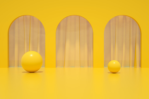 3d rendering of Minimal Summer Holiday Travel Concept, Yellow background.