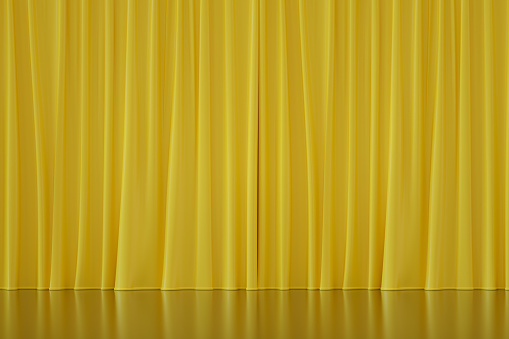 3d rendering of yellow curtain background.