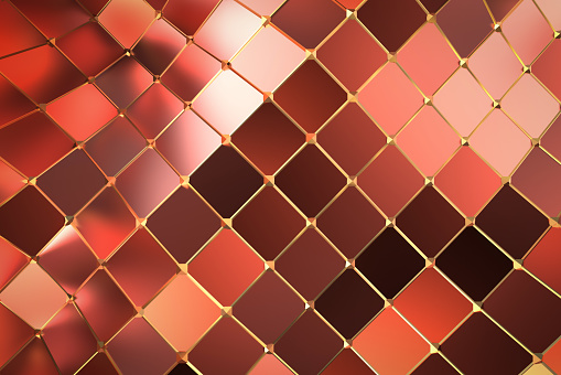 Abstract shape 3D holographic polygonal background  in Red and Golden colors