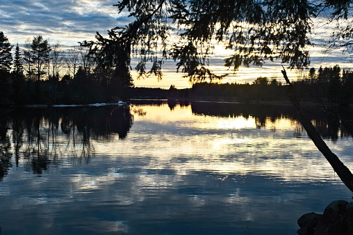 A beautiful sunset by a river in Dalarna,Sweden.