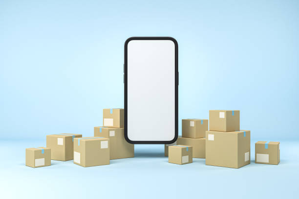 istock Shopping online and mobile app for delivery, mockup screen 1391910865