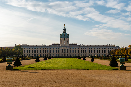 Berlin, Germany. October 31, 2021.  Charlottenburg Palace and garden in Berlin, Germany in autum