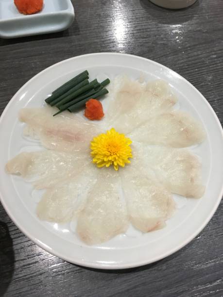 Puffer fish sashimi stock photo