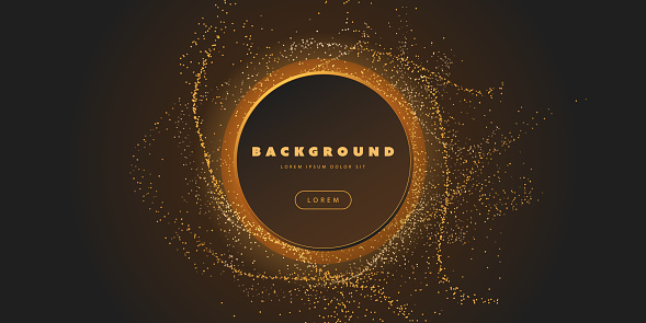 Dark Brown and Golden Spotted Background, Multi Purpose Template, Landing Page Design with Round Copy Space in the Center - Applicable for Web, Various Designs of Flyers, Brochures, Posters, Placards