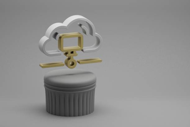 istock Beautiful abstract illustrations Cloud Data Storage symbol icons on a column stand and wonderful background. 3d rendering illustration. Background pattern for design. Web Hosting 1391920957
