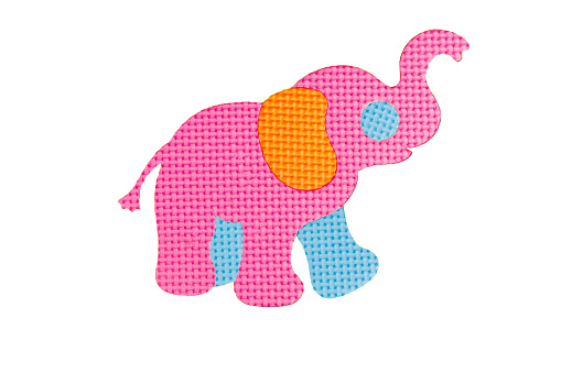 Image of colored elephant, toy on the white background
