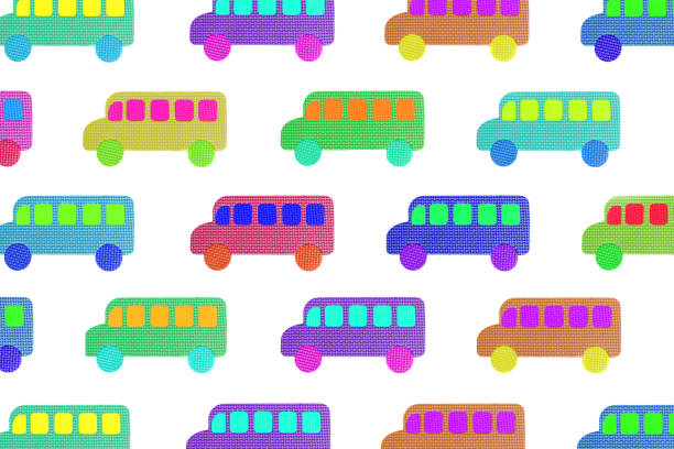Image of colored Bus, toy on the white background