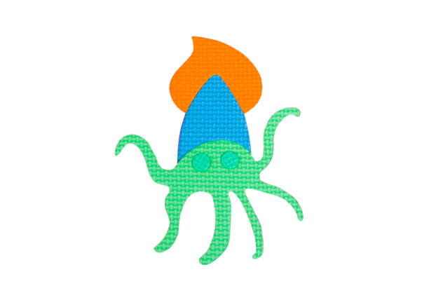 Colored 3D illustration of jellyfish on the white background