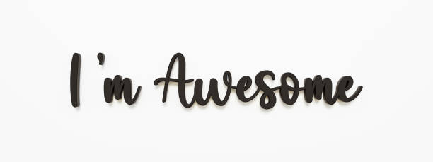 istock I'm awesome. Black capital letters against abstract colored background. 1391926169