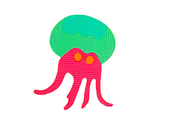 Colored 3D illustration of jellyfish on the white background