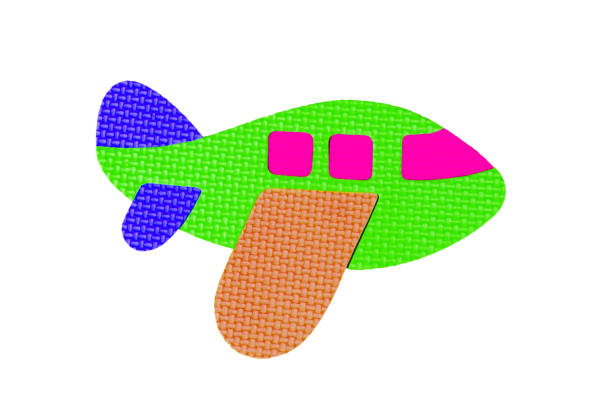 Image of colored plane, toy on the white background