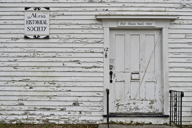 Old town hall building of the Morris Historical Society in Litchfield County, Connecticut