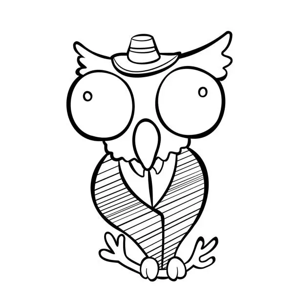 Vector illustration of Owl Animal Mascot Character Vector Doodle Illustration