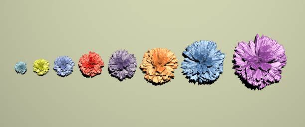 istock Flowers design abstraction. Multicolored buds flowers background. 3D render illustration. 1391937671