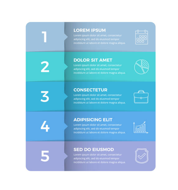 templat infografis dengan 5 langkah - bisnis subjek foto ilustrasi stok