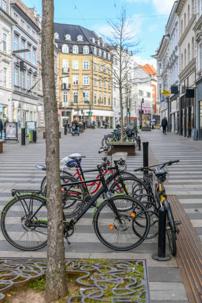 Bicycles chained up in Aarhus, Denmark