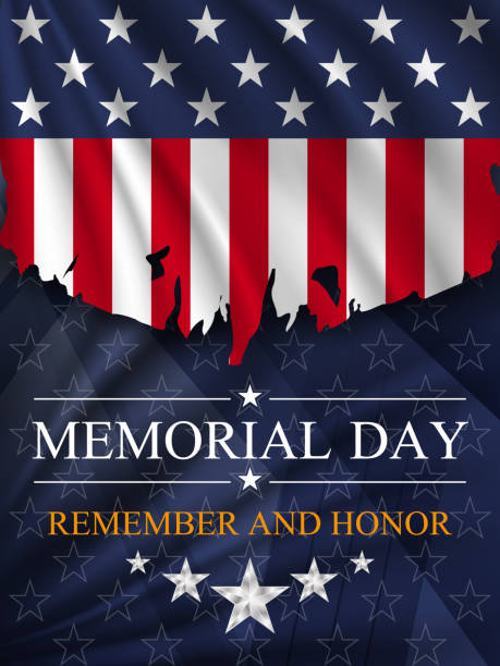 illustrazioni stock, clip art, cartoni animati e icone di tendenza di sfondo del giorno della memoria. festa nazionale degli stati uniti con bandiera lacera degli stati uniti. - backgrounds us memorial day patriotism american flag