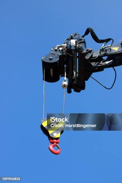 Hook On A Construction Crane For Picking Up Heavy Weights With A Chain Stock Photo - Download Image Now