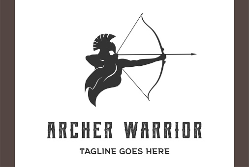 Ancient Greek Archer Archery Sparta Warrior Silhouette symbol Design Vector