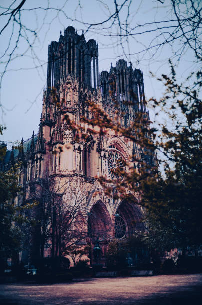 Reims Cathedral during late winter in France.