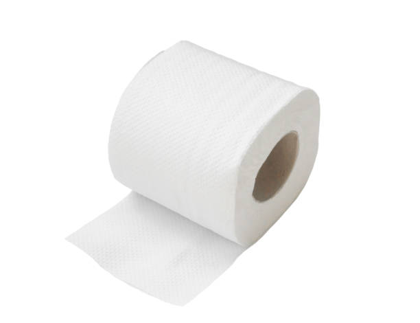 istock Single roll of white tissue paper or napkin isolated on white background with clipping path 1391945132