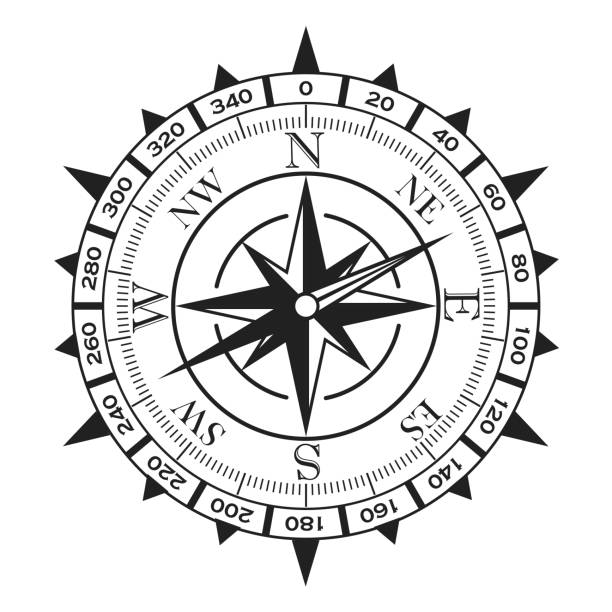 ilustrações de stock, clip art, desenhos animados e ícones de compass with a rose of winds. - drawing compass compass rose direction sea