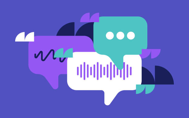 berbicara chatting speech bubble desain modern - artificial intelligence ilustrasi stok
