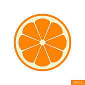 istock Half-cut orange vector icon in flat style design for website design, app, UI, isolated on white background. EPS 10 vector illustration. 1391960269